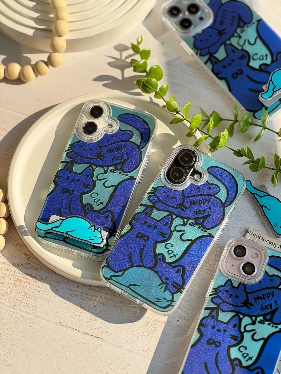 1a3490 قاب Happy Blue Cat بدون استند (کدC1895) - Image 1