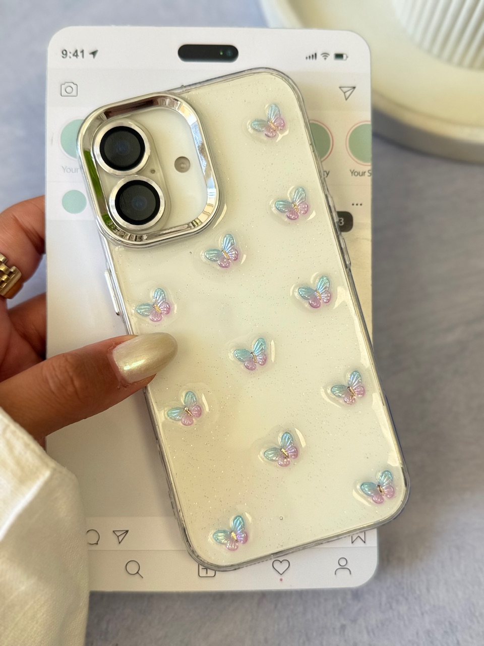 10604f.jpeg قاب پروانه رنگی زمینه شاینی (کدC2108) - تصویر 1