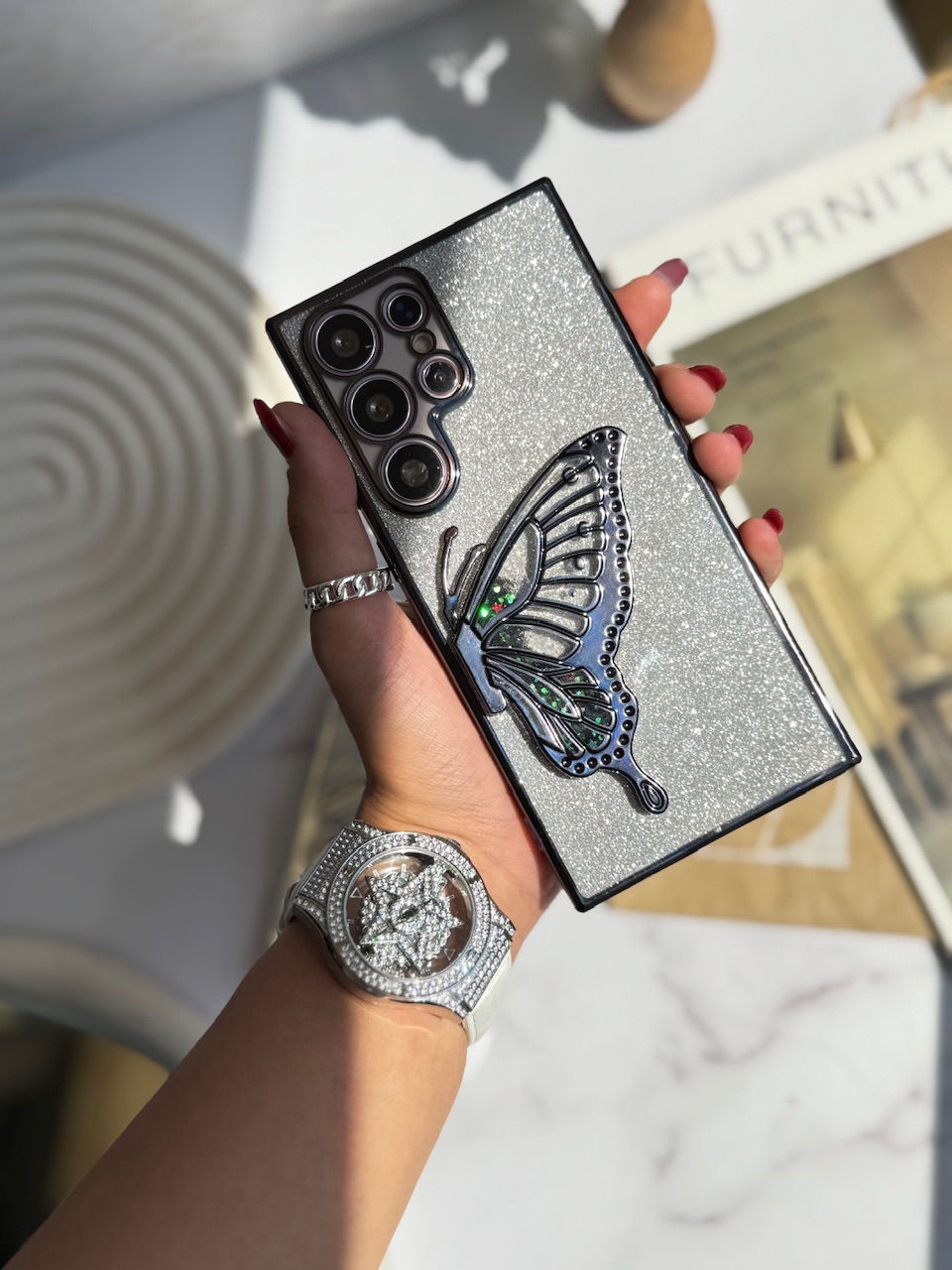 222774.jpeg قاب بال پروانه آکواریومی با ورق شاین سامسونگ و شیائومی (کدC1827) - تصویر 1