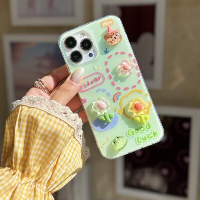 قاب گل برجسته زمینه سبز GOOD LUCK (کدC2107)