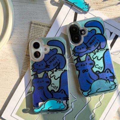 قاب Happy Blue Cat بدون‌ استند (کدC1895)