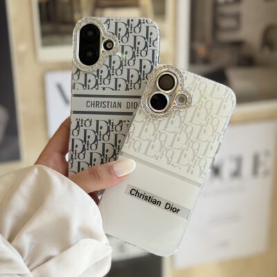 قاب White Christian Dior دور لنز نگین آیفون (کدC2076)