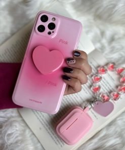 قاب موبایل آِفون قلب دورنگ پاپ سوکت قلبی محافظ لنزدار