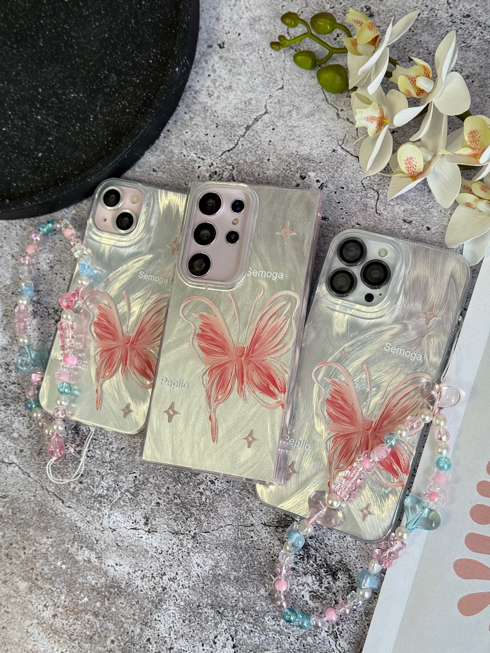 6abac1 قاب پروانه رز فلای با آویز سامسونگ و شیائومی (کدC2147) - تصویر 1