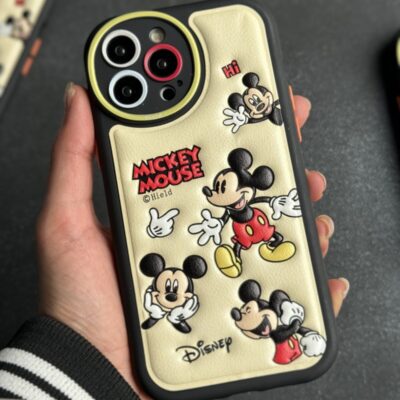 قاب موبایل آیفون میکی موس بالشتی خوشحال محافط لنزدار