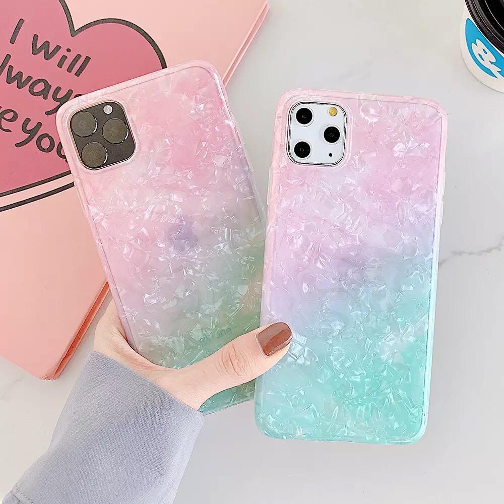 قاب موبایل آیفون آیس ماربل صورتی سبز