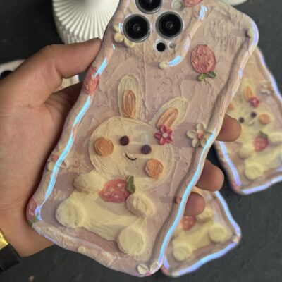 قاب موبایل آیفون خرگوش آبرنگی سه بعدی