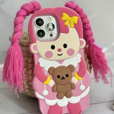 قاب موبایل آیفون عروسک صورتی لونا