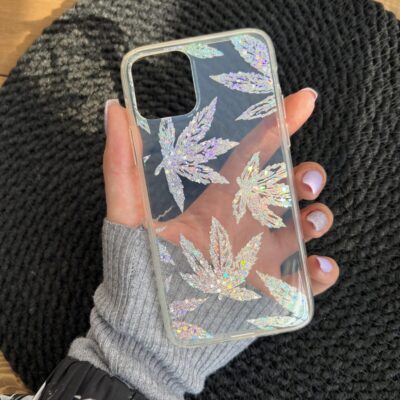 قاب موبایل آیفون برگ نقره ای فلزی