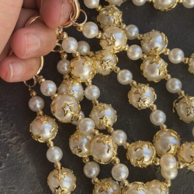 بند و آویز گوی مرواریدی ستاره طلایی