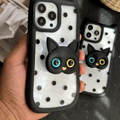 قاب موبایل آیفون گربه اسپاتی پاپسوکت آیینه ای