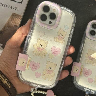 قاب موبایل آیفون خرس ولن تاین بندست قلبی