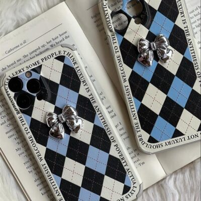 قاب موبایل آیفون پاپیون لاکچری سیاه و سفید محافظ لنزدار